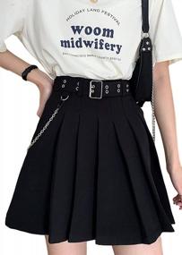 img 1 attached to Edgy And Chic: Punk Cross Print Mini Skirt With Chain Belt For Women