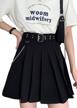 edgy and chic: punk cross print mini skirt with chain belt for women logo