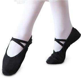 img 3 attached to STELLE Athletic Canvas Ballet Slipper Shoes for Toddler Girls