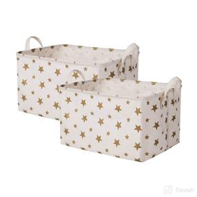 img 4 attached to 🌟 SHINYTIME Canvas Kids Storage Basket - 17x13x10 inches Toy Bins with Star Design - Perfect Laundry Storage Solution for Kids Toy Organization in Pets Room or Closet