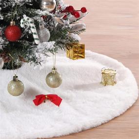 img 4 attached to Faux Fur Christmas Tree Skirts 48 Inches White Plush Skirts Large Xmas Tree Mats For Merry Christmas Ornaments Home Party Tree Decorations