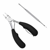 professional nail care pedicure kit for thick and ingrown toenails - stainless steel clippers with black handle logo