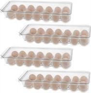 56 egg storage bin set - 4 stackable bins w/ handle & lid, bpa free polyethylene for fridge, freezer & pantry organization logo