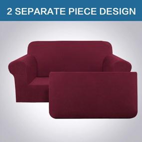 img 2 attached to Burgundy Red Loveseat Couch Cover - Durable And Thick Spandex Stretch Fabric Furniture Protector For T Cushion/Box Cushion Sofas - Super Soft Slipcover For High Stretch 2 Piece Design