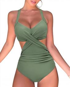 img 4 attached to Show Off Your Style With OMKAGI'S Sexy High Waisted Monokini Swimsuits For Women