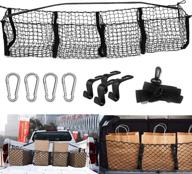 🚚 versatile 4 pocket cargo net for pickup truck bed or suv - 47" x 15" to 78" x 20" - includes bonus car seat headrest hooks, carabiners, straps & storage bag логотип