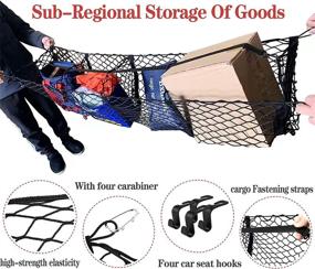 img 3 attached to 🚚 Versatile 4 Pocket Cargo Net for Pickup Truck Bed or SUV - 47" X 15" to 78" X 20" - Includes Bonus Car Seat Headrest Hooks, Carabiners, Straps & Storage Bag