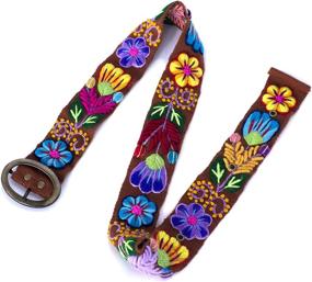 img 3 attached to 🌸 Handmade Colorful Embroidered Flowers Women's Accessories - Belts by RAYMIS