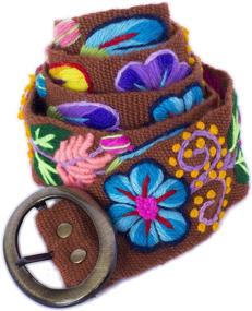 img 2 attached to 🌸 Handmade Colorful Embroidered Flowers Women's Accessories - Belts by RAYMIS