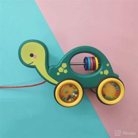 img 2 attached to 🐢 Esstaa Pull-Along Toys for Toddlers: Enhance Motor Skills with Rubber Rimmed Wheels - Outdoor Early Education Toy (Tortoise)