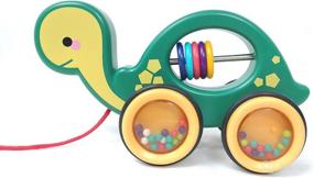 img 4 attached to 🐢 Esstaa Pull-Along Toys for Toddlers: Enhance Motor Skills with Rubber Rimmed Wheels - Outdoor Early Education Toy (Tortoise)