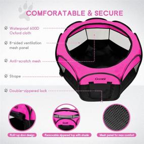 img 1 attached to GOOZII Pet Cat Playpen: Large, Portable Foldable Crate with Zipper Top Cover - Perfect for Indoor & Outdoor Use! (Small Size, Pink)