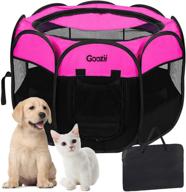 goozii pet cat playpen: large, portable foldable crate with zipper top cover - perfect for indoor & outdoor use! (small size, pink) логотип