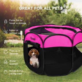 img 2 attached to GOOZII Pet Cat Playpen: Large, Portable Foldable Crate with Zipper Top Cover - Perfect for Indoor & Outdoor Use! (Small Size, Pink)