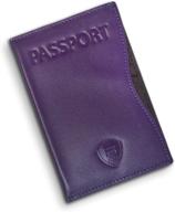 📔 alban purple rfid blocking passport cover - premium thin leather sleeve travel wallet logo