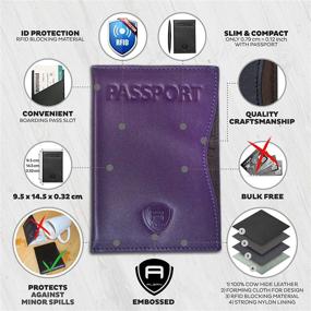 img 2 attached to 📔 Alban Purple RFID Blocking Passport Cover - Premium Thin Leather Sleeve Travel Wallet