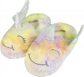 img 2 attached to Girls/Kids Cute Unicorn Slippers: Warm Plush Fleece House Shoes With Slip-On Comfort
