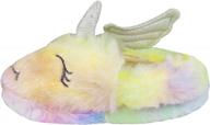 girls/kids cute unicorn slippers: warm plush fleece house shoes with slip-on comfort logo