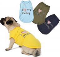 3-piece breathable doggie vest outfit for father's day/mother's day: i love my mommy/daddy puppy t-shirt in xs size, by sgqcar logo