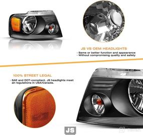 img 1 attached to 🔦 JSBOYAT Headlight Assembly Replacement for 04-08 Ford F150 Pickup - Driver & Passenger Side | Amber Reflector | Chrome/Black Housing