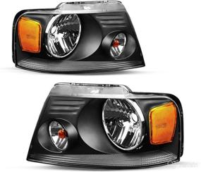 img 4 attached to 🔦 JSBOYAT Headlight Assembly Replacement for 04-08 Ford F150 Pickup - Driver & Passenger Side | Amber Reflector | Chrome/Black Housing