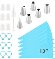 piping bags with tips, silicone pastry bags reusable 12 14 16 18 in extra thick anti-burst icing piping bags for cream icing frosting cookie cake decorating tool- bonus 6 couplers+ 6 bag ties+ 1 brush logo