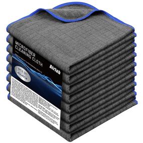 img 4 attached to 🧽 Highly Absorbent Airlab Microfiber Towels for Car Washing & Drying - Lint-Free, Streak-Free All-Purpose Cleaning Cloths for Household - Pack of 8, Grey (16"x16")