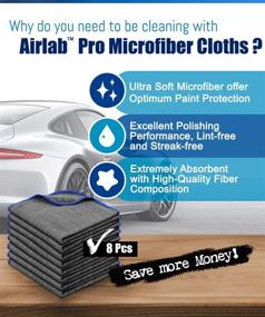 img 3 attached to 🧽 Highly Absorbent Airlab Microfiber Towels for Car Washing & Drying - Lint-Free, Streak-Free All-Purpose Cleaning Cloths for Household - Pack of 8, Grey (16"x16")