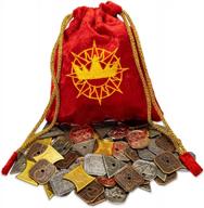 king’s coffers: 5e compatible roleplaying coins & pouch - 60 metal pieces, 5 denominations - tabletop rpg & strategy board game fantasy d&d currency & treasure for gms & players - ttrpg accessories logo