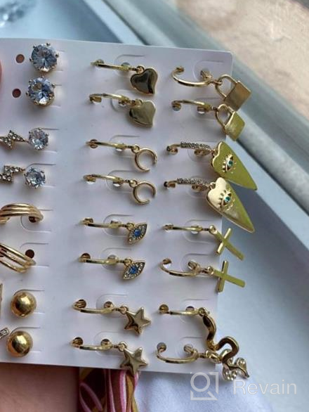 img 1 attached to 👂 Aganippe 15 Pairs Small Dangle Hoop Earrings with Charm for Women & Girls - Gold/Silver Plated, Huggie Hoops and Cubic Zirconia Studs review by Stacey Taylor