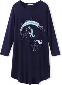 img 4 attached to Cozy Up In Style: Arshiner Girls' Long Sleeve Nightgowns With Playful Prints!