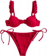 flaunt your curves with zaful's red underwire balconette string bikini set! logo