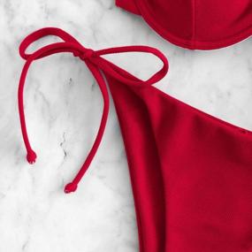 img 1 attached to Выставляйте напоказ свои изгибы с красным комплектом бикини на косточках Balconette String от ZAFUL'S!