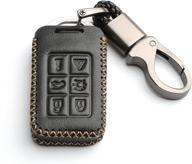 wfmj leather for volvo s60 s80 v40 v60 v70 xc60 xc70 remote smart 6 buttons key case holder cover fob chain (black) logo