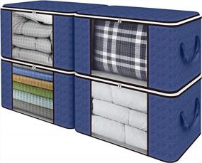 img 4 attached to Organize Your Home With These 4 Large 90L Clothes Storage Bags - Perfect For Comforters, Bedding, And Blankets With Sturdy Zipper, Reinforced Handle, And Clear Window For Easy Visibility
