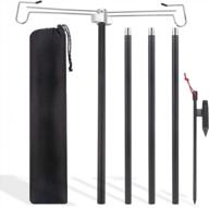lightweight aluminum alloy lantern pole hanger for camping, fishing, picnic bbq & outdoor activities - hikeman collapsible adjustable heights lamp stand with stake logo