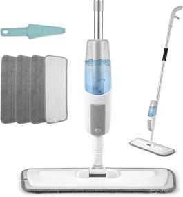 img 4 attached to 360° Rotatable Spray Mop for Floor Cleaning, with 4 Reusable Pads, Refillable Spray Bottle, and 1 Scraper – Ideal for Home Kitchen, Hardwood, Laminate, Wood, Ceramic Floors