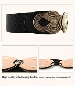 img 2 attached to Women'S Dress Elastic Wide Waist Belt With Metal Interlock Buckle (2 Pack) - Vochic Vintage Basic Stretchy