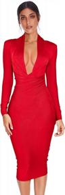 img 4 attached to Meilun Women'S Deep V-Neck Bandage Bodycon Dress - Long Sleeve Party Dress