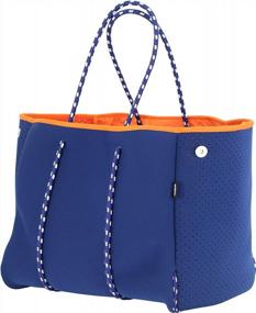img 4 attached to QOGiR Neoprene Multipurpose Beach Bag Tote With Zipper Pocket - Stylish And Durable Storage Solution