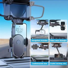 img 2 attached to Rearview Mirror Phone Holder For Car - Multifunctional Rotatable And Retractable Car Phone Holder Mount