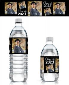 img 4 attached to Этикетки для бутылок с водой на заказ с выпускным фото - класс 2023 г. Водонепроницаемые обертки - 24 наклейки