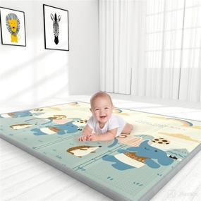 img 4 attached to YOOVEE Baby Play Mat, Large Foldable Crawling Mat, Waterproof Reversible Playmat Foam, Non-Toxic Anti-Slip Portable Kids Play Mat for Infants and Toddlers, 79 x 71 x 0.4 inches