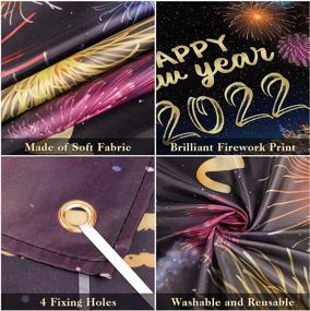 img 3 attached to 2022 Happy New Year Backdrop Banner - 71X45 Inch Golden Black Firework Photo Booth Background For Sign Outdoor & Indoor Decorations