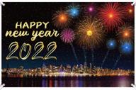 2022 happy new year backdrop banner - 71x45 inch golden black firework photo booth background for sign outdoor & indoor decorations logo