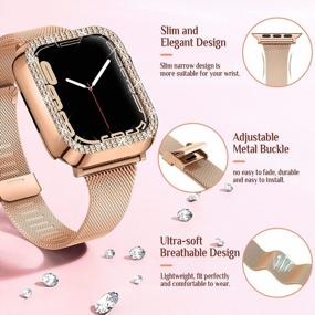 img 2 attached to Rose Gold 41Mm Thin Metal Band & Bumper Case For Apple Watch Series 7/8 Women - Goton