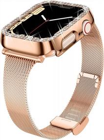 img 4 attached to Rose Gold 41Mm Thin Metal Band & Bumper Case For Apple Watch Series 7/8 Women - Goton