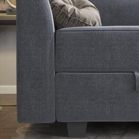 img 1 attached to Modern U-Shape Sectional Sofa Sleeper Couch With Reversible Chaise And Ottomans - HONBAY Bluish Grey