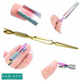 img 3 attached to Karlash Multi-Function Stainless Steel Manicure Nail Art Tool Pincher Cuticle Pusher Acrylic Nail Shaping Tweezers (Gold)