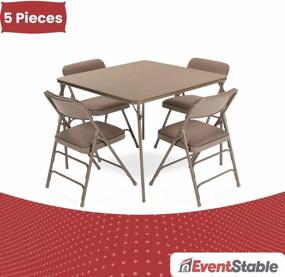 img 3 attached to 5-Piece Beige Folding Card Table And Fabric Metal Folding Chair Set From EventStable Titan Series